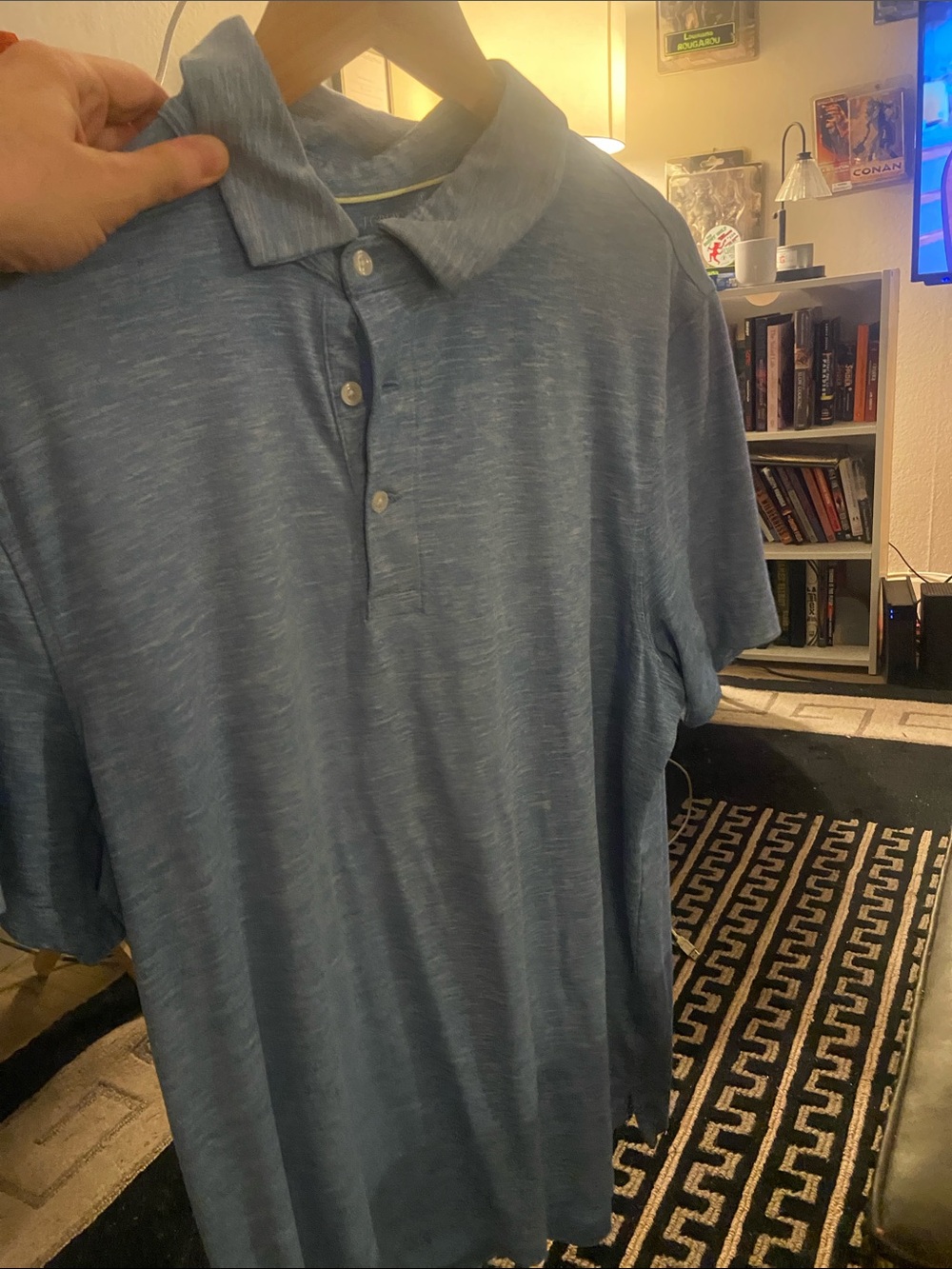 J. Crew Heathered Blue Short-Sleeve Polo